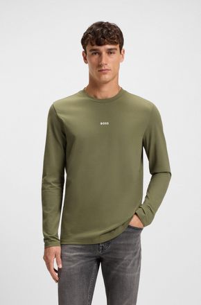 Boss Orange by Hugo Boss Langarmshirt BOSS ORANGE TChark, Herren, Gr. XXL, gr&uuml;n (open gr&uuml;n342), Single Jersey, Obermaterial: 96% Baumwolle, 4% Elasthan, unifarben, regular fit