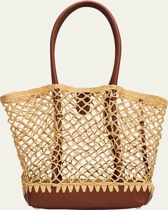 SIMKHAI Caspian Open-Work Raffia Tote Bag