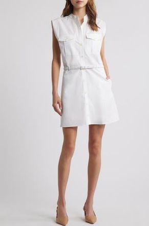 Frame Denim Cap Sleeve Cotton Safari Shirtdress in White at Nordstrom Rack, Size X-Large