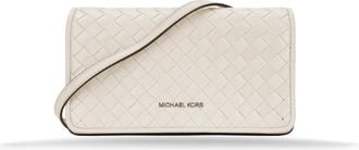 Michael Kors Woven Leather Crossbody - Dames - Schoudertassen - Beige - ONE Size - Leer - Tassen