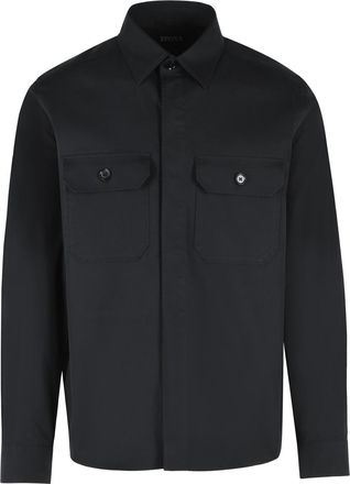 Ermenegildo Zegna Schwarzes Zegna-Overshirt aus Stretch-Baumwolle