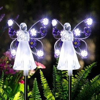 OEM Luces Solares De Jard&iacute;n Con Forma De &Aacute;ngel - Juego De 2 Luces Solares De Jard&iacute;n Con Forma De &Aacute;ngel, Luz De &Aacute;ngel Eterna Con 7 Led Para Decoraciones De