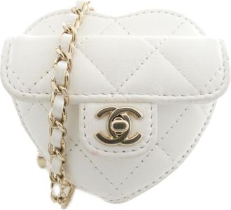 Chanel White Leather Coin Purse/Coin Case (Pre-Owned)
