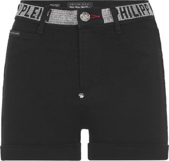 Philipp Plein Denim High Waist Hot Pants - Dames - Denim shorts - Zwart - W27 - Denim - Korte Broeken