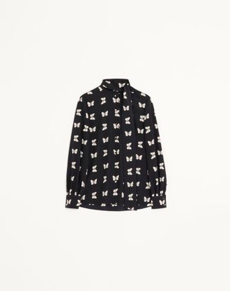 Valentino Valentino Shirt In Butterflow Print Crepe de Chine Wo