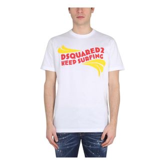 Dsquared2 D2 Keep Surfing Tee - male - Dsquared2 - T-Shirts - White - S - Tops