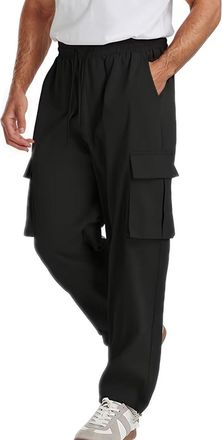 Generic Mens Trousers Mens Casual Cargo Pants Lightweight Comfortable Summer Workwear Trousers Breathable Loose Fit Outdoor Daily Wear Stretch Basic Design (B