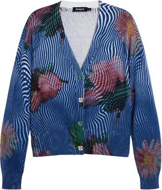 Desigual Jers Nora Cardigan - Dames - Vesten - Blauw - XS - Katoen - Truien & Vesten
