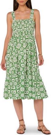 Velvet Heart Smocked Empire Waist Midi Dress in Juniper Green Geo at Nordstrom Rack, Size X-Large