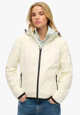 Superdry Outdoorjacke SUPERDRY HOODED LOGO WINDBREAKER JACKET, Damen, Gr. XL, weiss (sanftes wei&szlig;), Web, Obermaterial: 100% Nylon, unifarben, h&uuml;ftbedeckend, ko