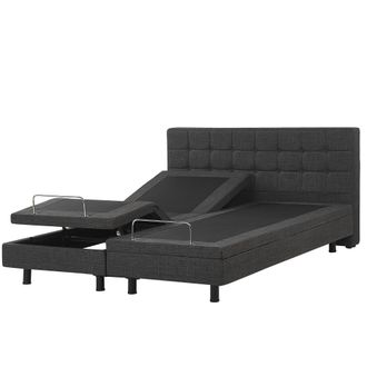 Beliani Cama Ajustable El&eacute;ctrica Con Mando A Distancia De Tela Gris Oscuro 180 X 200 Cm Duke