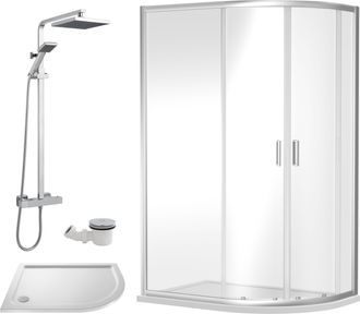 Balterley Offset Right Quadrant Tray Square Shower Waste 1200x 800mm in White