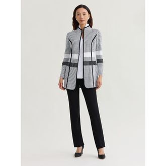 Misook Monochrome Jacquard Knit Jacket in Black/white/Grey at Nordstrom, Size Xx-Large