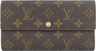 Louis Vuitton Brown Coated Canvas Long Wallet (Tri-Fold) (Pre-Owned)