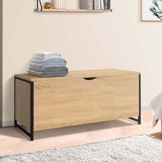 IDMarket Idmarket - Detroit Ba&uacute;l De 100 Cm De Dise&ntilde;o Industrial En Madera Y Negro