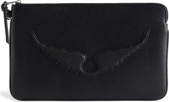 Zadig&Voltaire Angel Leather Clutch in Black at Nordstrom