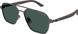 Montblanc MB0360S Asian Fit 003 Mens Sunglasses Silver Size 56