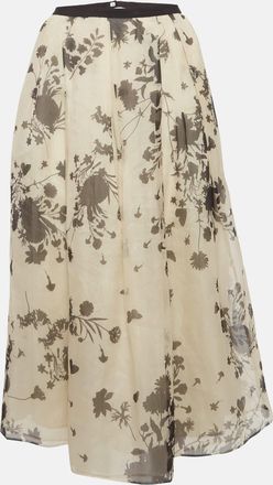 Max Mara Grey Printed Organza Midi Skirt