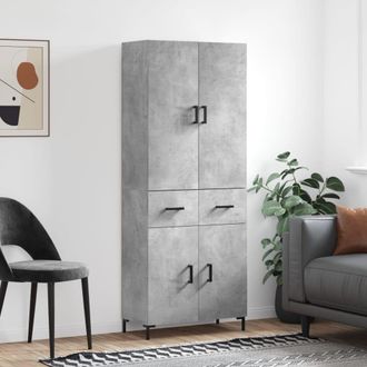 vidaXL Vidaxl - Aparador Alto Madera Contrachapada Gris Hormig&oacute;n 69,5x34x180 Cm