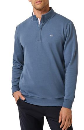 Travis Mathew Cloud 2.0 Quarter Zip Pullover in Bering Sea at Nordstrom, Size Xx-Large
