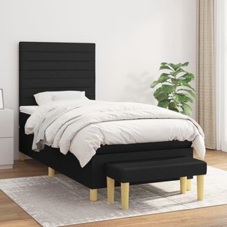 vidaXL Vidaxl - Cama Box Spring Con Colch&oacute;n Tela Negro 90x190 Cm