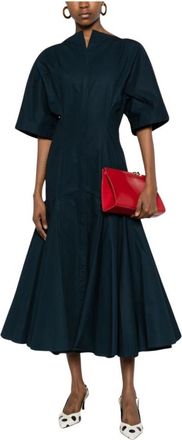Jacquemus La Robe Moisson midi-jurk - Dames - Casual kleedjes - Blauw - 2XS - Katoen - Kleedjes