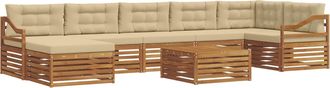 vidaXL Conjunto De Sof&aacute;s De Exterior 8 Uds. Natural Y Beige Vidaxl