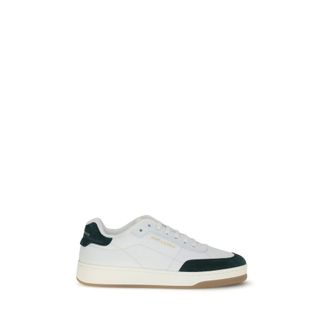 Saint Laurent White Calf Leather Bos Taurus Low Top Mens Sneakers