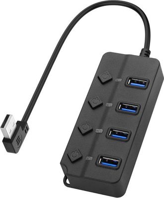 No Brand Concentrador/divisor Usb Con &Aacute;ngulo De 90 Grados - Concentrador De Datos Usb 2.0 Con Interruptor De Encendido/apagado Independiente - Puerto De Alimen