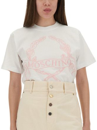 Moschino Embroidered Cotton T-Shirt - White