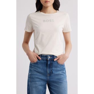 BOSS Rhinestone Embellished Cotton Graphic T-Shirt in Open Wht at Nordstrom Rack, Size X-Small