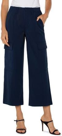 Liverpool L.A. High Waist Crop Wide Leg Cargo Pants in Dark Navy at Nordstrom Rack, Size 16 (Similar To 16W-18W)