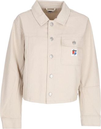 Obey Spijkerjasje met knoopsluiting - Dames - Zomerjassen - Beige - M - Katoen - Jassen