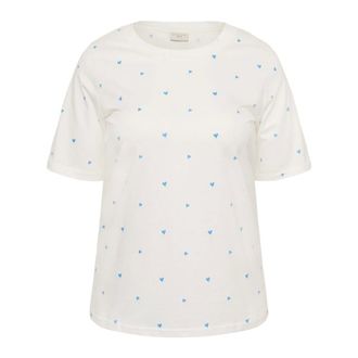 Kaffe Curve KCcordely T-shirt - Dames - Tops - Wit - Maat: S Katoen