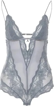Patrizia Pepe Badmode, Dames, Grijs, M, Body van kant en stretchviscose