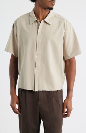 Elwood Keyhole Short Sleeve Snap-Up Shirt in Dust at Nordstrom, Size Xx-Large