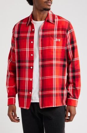 Icecream Jack Plaid Cotton Graphic Button-Up Shirt in Fiery Red at Nordstrom Rack, Size Xxx-Large