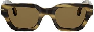 Fendi Selleria 50mm Rectangular Sunglasses in Brown Horn/brown at Nordstrom