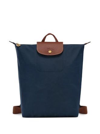Longchamp M Le Pliage backpack - women - Polyamide/Recycled Fibre/Calf Leather - One Size - Blue