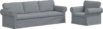 vidaXL Juego De Sof&aacute; 2 Uds. Gris Claro Tela Vidaxl