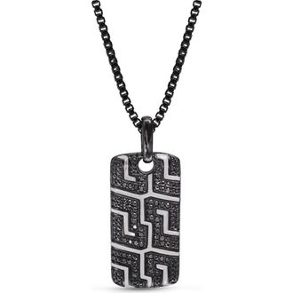 LuvMyJewelry Pro Rider Tire Tread Silver & Black Diamond Tag Necklace in Dark Grey at Nordstrom