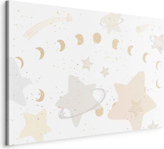 OEM Imagen - Galaxia Fabulosa - Fases Lunares En Tonos Amarillos Entre Estrellas En Colores Beige Y Ceniza Con Polvo Estelar/luna Y Estrellas