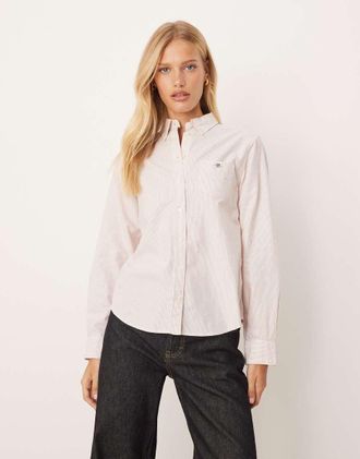 GANT Camicia Oxford vestibilità classica rosso chiaro a righe