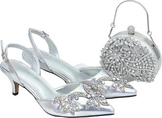 Generic Women Shoes and Bags Set Decorated with Rhinestone Shoe and Bag Set for Party in Women Pumps