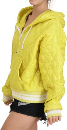 Dolce & Gabbana Womens Yellow Nylon Quilted Hooded Pullover Jacket Clothing