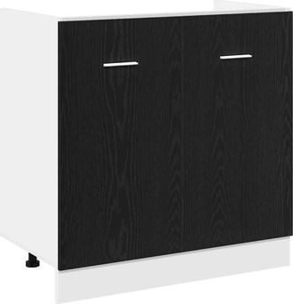 vidaXL Mobile Sotto Lavello Rovere Nero 80x46x81,5 Cm Legno Ingegnerizzato Vidaxl
