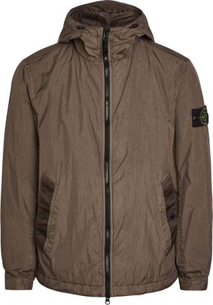 Stone Island Hooded Crinkled Shell Jacket - Burgundy - XL