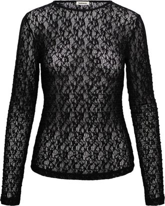&Co Woman Tris Kant Top - Dames - Longsleeves - Zwart - S - Polyester - Tops