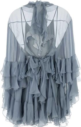 Chlo&eacute; Silk Ruffled Dress - Blue