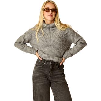 Carve Designs Neve Cable Turtleneck in Pewter Heather at Nordstrom, Size Xx-Small